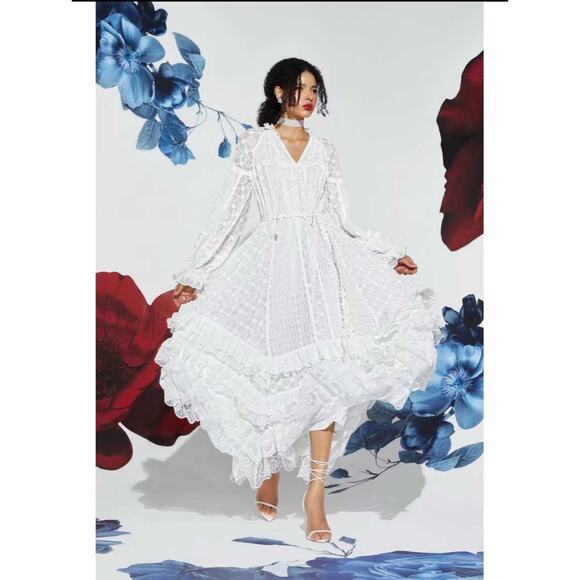 Alice + Olivia ALYCEN EYELET MAXI DRESS M - Picture 1 of 12
